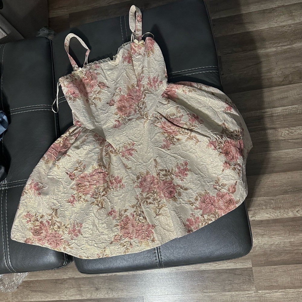 Floral Cream and Pink Girls' Sundress